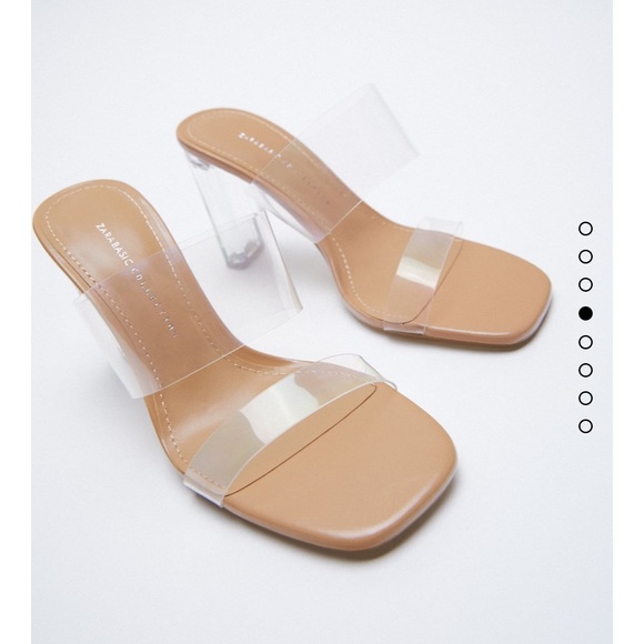 Zara clear strappy vinyl heeled sandals 6.5 like new - Picture 1 of 12